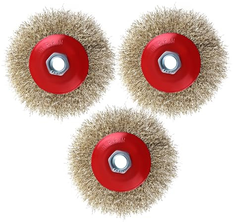 ONLISUM 3x Drahtbürste Gewellter Draht 115mm M14 Rostfrei Kegelbürste Für Flex Winkelschleifer (gelb)
