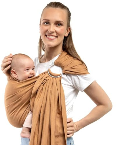Boba Ringschlinge Babytrage – Neugeborene bis Kleinkinder, leicht und atmungsaktiv, hüftgesund, Vorder- und Hüfttrage, 3,6–15,9 kg (Rye)