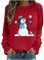 Keepink Weihnachtspullover für Damen, niedlicher Schneemann-Grafik-Sweatshirt, lustiges Weihnachtsoberteil für Damen, weite Ärmel, Fleecepullover, elegante lässige Blusen, Pullover, 1 rot, 12