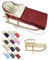 Kombi-Angebot Holz-Schlitten mit Rückenlehne & Zugseil + universaler Winterfußsack (108cm), auch geeignet für Babyschale, Kinderwagen, Buggy, aus Wolle Uni (Bordeaux)