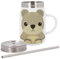Mug Isotherme en Inox avec Couvercle et Paille - Ourson En Peluche Enfant Dessin Mignon Teddy Bear - 500 ml - Tasse Thermo