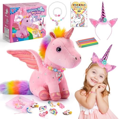 EUCOCO Einhorn Geschenke für Mädchen, Einhorn Spielzeug ab 4 5 6 7 8 Jahre Mädchen Kuscheltier Geschenke (Rosa)
