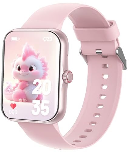 Alutoria Smartwatch, Orologio Intelligente Fitness Sportivo SmartWatch per Bambini, 1.83' HD Touchscreen, Cronometro, Notifiche Messaggi, Fitness Tracker per Ragazzi Ragazze Adolescenti, Rosa lucido