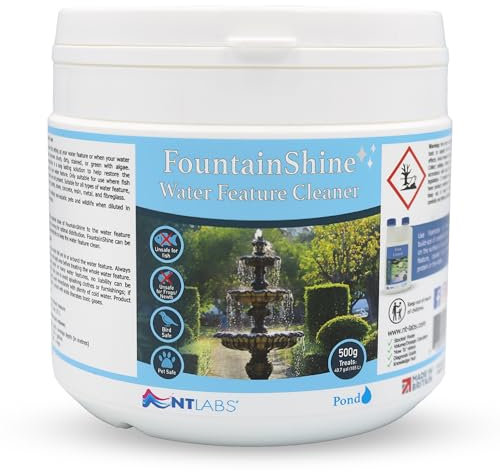NT Labs Water Feature Cleaner (FountainShine), Cleans Water Fountains of Dirty, Stained & Green Water, Restores the Sparkle to Your Water Feature/Water Fountain (500g)