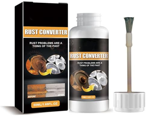 Rostumwandler Auto Mit Grundierung - Weiß, Rostentferner Auto, Entroster, RostlöSer Iron Powder Remover, Rostkonverter mit Pinsel 2 in 1, Rostschutzgrundierung, für Metall/Fahrrad/Auto/Fahrradkette