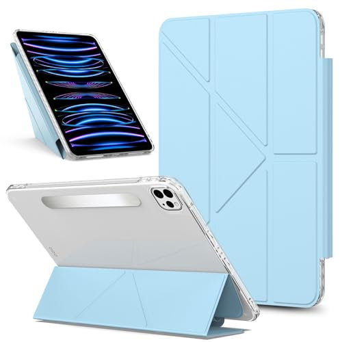Protection des tablettes Compatible With iPad Pro 13 Inch Case M4 2024 7th Generation Detachable Magnetic Cover Slim Protective Case,Multi-Angle Viewing Clear Transparent Back Shell Shockproof Cover a