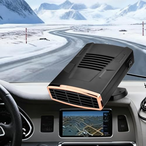 Auto Heizung, Heizlüfter mit Akku, Tragbarer 12V 200W Heizung und Defroster mit 2-in-1 Heizlüfter und Kühlfunktion, Heizung für Auto Zigarettenanzünder, 360° Drehbar Scheibenheizung für Camper LKW PKW