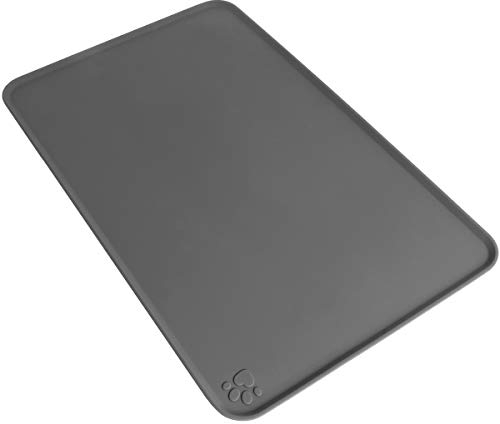 iGadgitz Home U6713 Silicone Pet Feeding Mat 47x30cm Non Slip Pet Food Mat for Dog Cat Bowls - Grey