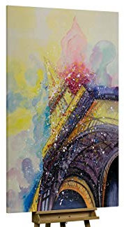 KunstLoft® XXL Gemälde 'Tower of France' 120x180cm | original handgemalte Bilder | Paris Eiffelturm Frankreich Bunt | Leinwand-Bild Ölgemälde einteilig groß | Modernes Kunst Ölbild
