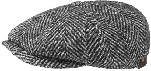 Stetson Hatteras Schildmütze Damen Herren 100% Schurwolle Flatcap mit Baumwollfutter Herbst Winter schwarz 64 cm