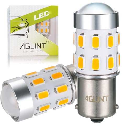 AGLINT 1156 P21W LED Ampoule Ambre Super Brillante 24SMD BA15S 7506 1141 12V 24V pour Voiture LED Avant et Arrière Feux de Clignotant Jaune Orange 2PCS