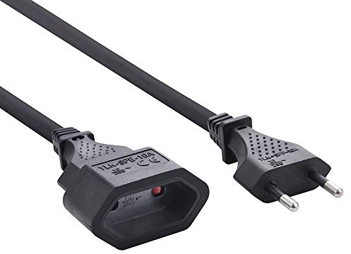 Electraline 900012CBB Schutzkontakt 5 m Kabel-weiß-Kunststoffleitung-IP20 Innenbereich/Verlängerungskabel mit Kindersicherung/europäische Verlängerung, schwarz, 5M