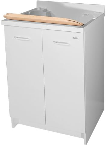 Montegrappa Mobile Lavatoio 60x50x85cm 2 Ante ASSE in Legno Edilla Bianco con Cesto