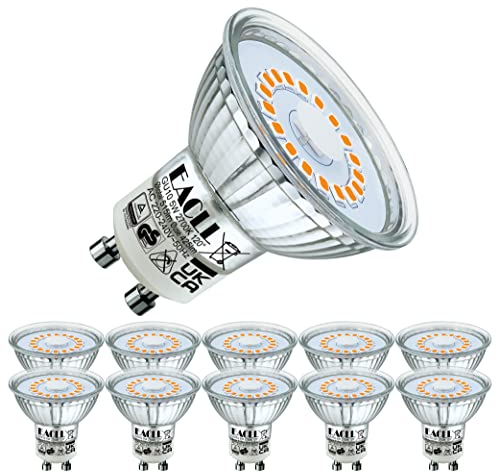 EACLL GU10 LED Warmweiss 4.8W Ersetzt 75W Halogen Leuchtmittel, 10er-Pack, 585 Lumen 2700K Birnen, AC 230V Flimmerfrei Strahler, Abstrahlwinkel 120 Grad Spot, Nicht Dimmbar Reflektorlampe