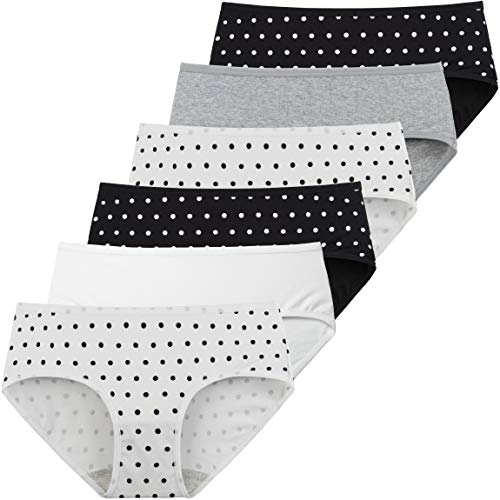 INNERSY Damen Slips Mehrpack Baumwolle Sexy Unterwäsche Schwarz Weiß 6er Pack (M/40 EU, Mehrfarbig Punkt)