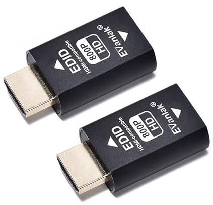 EVanlak 3rd Generrtion Hdmi Edid Emulator Passthrough Dongle Eliminated Emulator Adapter Work with Mac Thunderbolt to HDMI Switches/Extender/AV Receiver/Video Splitters -1280x800@60Hz-2pack