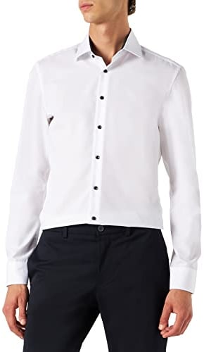 Seidensticker Herren Slim Bügelfrei Kent Patch Businesshemd, Weiß, 42