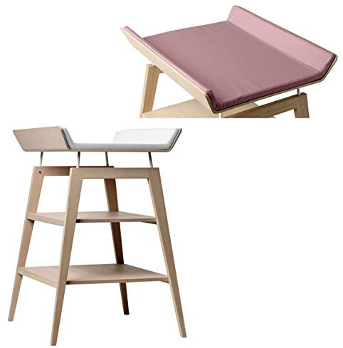 Leander Linea by Wickeltisch Buche mit Schaumauflage mit Bezug in Farbe Dusty Rose