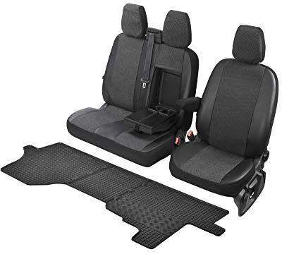 Passgenaue Sitzbezüge Viva und Gummifußmatten kompatibel mit Citroen Jumper ab 2016 - EIN Set