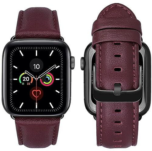 MroTech Correa Compatible con Apple Watch 49mm 46mm 45mm 44mm Pulseras de Repuesto para iWatch Ultra Ultra2 Serie 10/9/8/7/6/SE/SE2/5/4/3/2/1 Banda de Reloj de Cuero Piel Genuino 44/45/46/49 mm Rojo