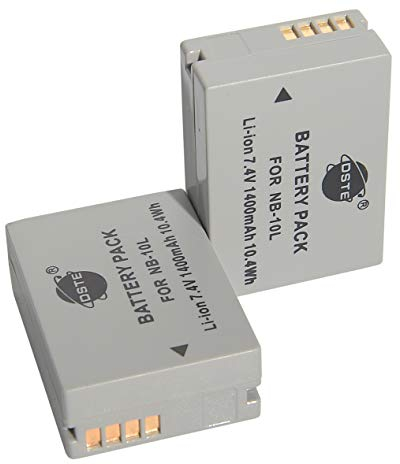 DSTE NB-10L (1400 mAh/7,4 V) Akku kompatibel für Canon PowerShot G1 X, G15, G16, SX40 HS, SX50 HS, 2 Stück