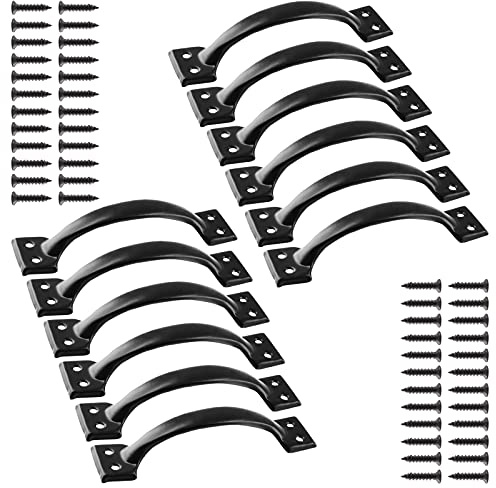 Jiozermi 12 Pcs 4 Rustic Gate Handle, Black for Outdoor, Garage