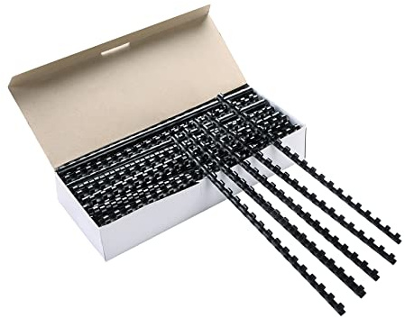 MYFULLY 100 Pack 21 Ring Plastic Comb Binding Spines | 1/4 Inch Diameter, 20 Sheet Capacity, A4, Black Binding Comb (1/4 (20 Sheet Capacity))
