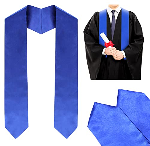 KEELYY Abschluss Stola Blau 61'' Satin Schärpe Graduation Decorations Abschlussfeier Zubehör Priester Chor Stola Erwachsene Unisex
