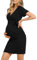 KOJOOIN Robe de maternité élégante pour Femmes Robe de Grossesse à col en V Robe d'allaitement avec Robe Droite à Plis,Noir (Manches Courtes),L