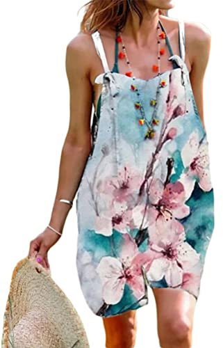 Onsoyours Salopette Femme Grande Taille en Lin Femme Pas Cher Jumpsuit Short Casual Combinaison Femme Chic Enceinte Salopette Femme Combinaison Chic Décontracté Denim Jumpsuite B Style 08 XS