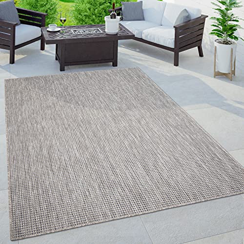Paco Home In- & Outdoor Teppich - Modern, Einfarbig Meliert, Wetterfest, Pflegeleicht, Robust & Strapazierfähig für Balkon, Garten, Terrasse & Küche, Grösse:240x340 cm, Farbe:Blau