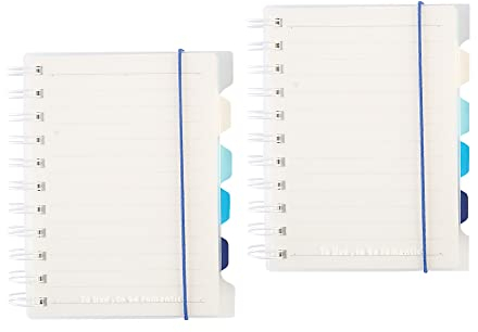 Shulaner Spiralblock A6 Liniert, 120 Blatt, Spiral notebook A6 Notizbuch Spiralbindung mit Dividers, Spiralnotizbücher, Pack of 2 Stück (A6 - Liniert)