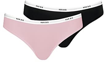 Nur Die Soft Slip 2er Pack aus Baumwolle Mehrfarbig sportlich Damen, schwarz/Rose, XL