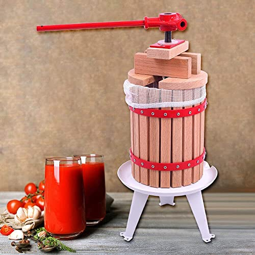 NAIZY 6L Manuell Obstpresse Weinpresse Fruchtpresse Saftpresse Apfelpresse SaftMaischepresse mit Presstuch (Obstpresse, 6L)