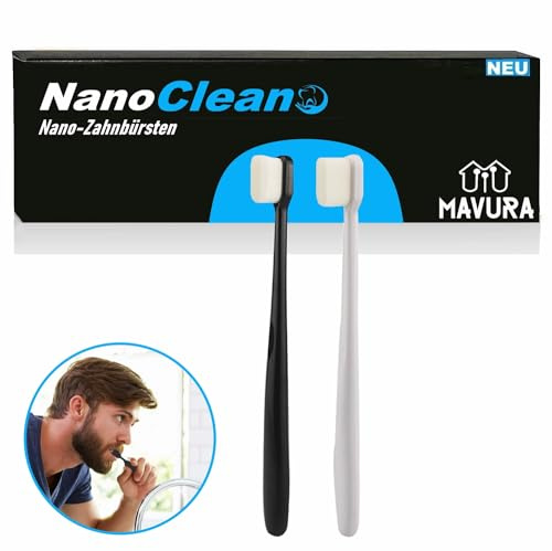 NanoClean Toothbrush ultrafeine Nano Zahnbürste 20.000 Borsten, Ultra Fein Weich empfindliche Zähne Zahnfleischreinigung [2erSet]