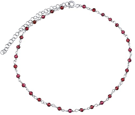 SILVEGO Damen Armband aus 925 Sterling Silber mit Natursteinen (Granat)