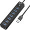 GiGimundo PG7U USB Hub 3.0, 7-Port USB Verteiler, 15CM Kurz Kabel mit 5V/3A Stromeingang, Mehrfach USB Stecker für PC Laptop, älteres MacBook, PS4, PS5, Flash Drive, Tastatur, Maus, GGM-PG7U-U3-015-BK
