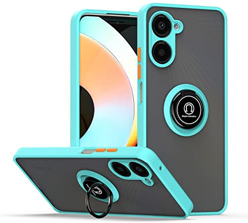 UPLAI Funda para Realme 10 4G, Antigolpes Ultra Delgado Carcasa con Soporte Magnético Anillo, PC + Suave TPU Bumper Moda Escarchado Estuche Caso.(Azul Cielo)