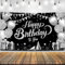 KatchOn, Schwarz Silber Happy Birthday Banner Geburtstagsdeko – groß, 180 x 110 CM | Happy Birthday Banner für Frauen | Schwarz weiß silberne Happy Birthday Dekorationen, Happy Birthday Girlande