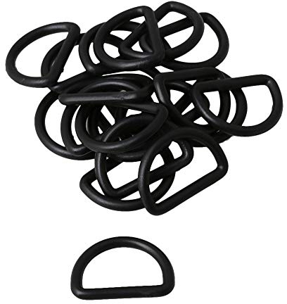 Mxfans 20 Stück schwarze Kunststoff-D-Ring-Schnalle für Gurtband mit 2,5 cm Innendurchmesser