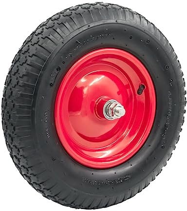 STI Ruota 4.8/4.00-8 Ø 390mm Gomma Pneumatica per Carriola compreso asse 150mm x 20mm