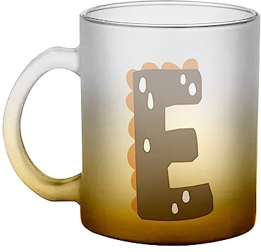 Fabulous Tazza in vetro giallo - E Elsa Ethan Lettera Nome Dinosauro Disegno Bambino