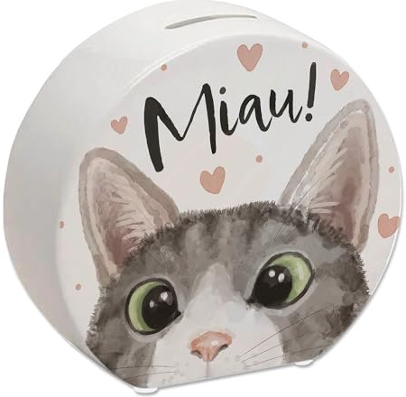 MIAU Katze Spardose Geburtstag Spardose Zeichnung Sparschwein Illustration Sparbüchse Kulleraugen sparen Katzenmensch Wohnung