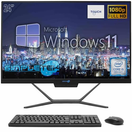 SIMPLETEK - PC All In One Touch | Intel Core i5 8° Generazione | Windows 11 Pro | 32GB RAM SSD 2TB | Webcam 2K Integrata | Schermo Touchscreen | BT 5.2