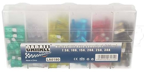 A2ZWORLD Kit de 180 fusibles plats lame | Lamellaire, Accessoire Voiture/Moto/Camping-car/Bateau/Camion/Quad, 7,5 A-10 A-15 A-20 A-25 A-30 A | 12 V 24 V