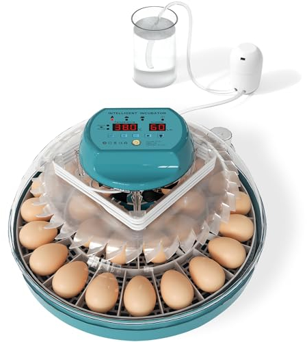 Hethya Automatische Eierbrutmaschine, Automatische Anzeige und Kontrolle der Luftfeuchtigkeit, Automatische Drehung der Eier, Temperaturkontrolle, Brutmaschine für 30 Eier, mit Eierlicht