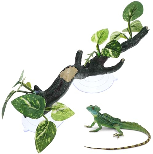 POPETPOP Reptilien-Kletterzweig Terrarienpflanzen Mit Saugnapf Reptilienpflanzen Für Terrarium Für Eidechsen Bartagamen Geckos