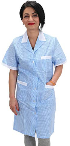 Chemises de Travail Femme Entreprises de Nettoyage Travailleur Ménage Serveuse AI Plans, Petits carreaux bleus, S