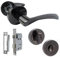 Betley Butterfly Astrid Door Handles Twist Lever on Rose Bathroom Set Thumbturn Lock Pack, Black Nickel 120mm, Internal Wooden Doors Handle Set