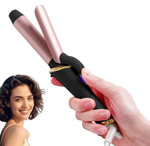 Mini Lockenstab für Kurze Haare, 25mm Reise Hair Curler,5 Temperaturen, verstellbar 120 – 200 °C,schnelle Erwärmung, 110–240 V Spannung-Schwarz